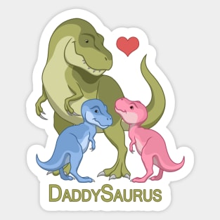 DaddySaurus T-Rex Father & Twin Boy Girl Dinosaurs Sticker